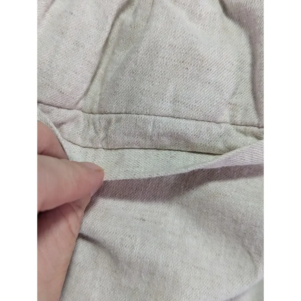 Banana Republic Womens Small Beige Linen Blend Wide Leg Cropped Elastic Pants